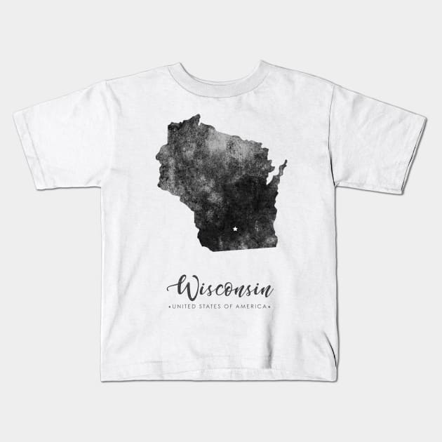 Wisconsin state map Kids T-Shirt by StudioGrafiikka